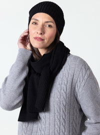 Bonnet noir en laine fine mérinos fabriqué en France