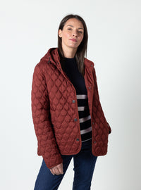 Doudoune femme matelassée rouge brun