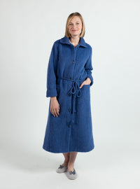 Robe de chambre femme en laine des pyrenees bleu océan