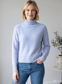 pull col roulé femme bleu 