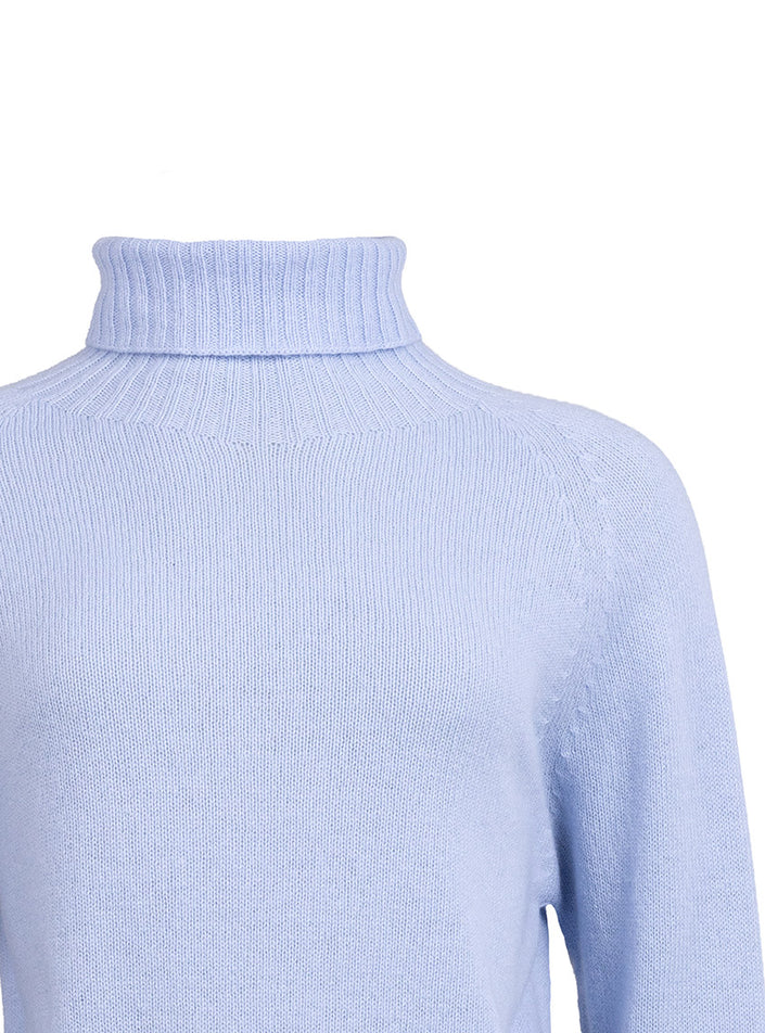 pull col roulé en cachemire bleu 