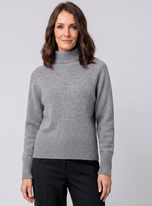 pull col roulé femme gris