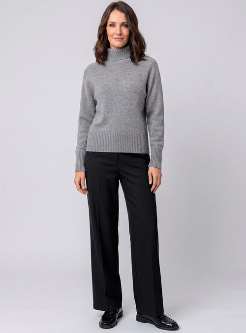 pull col roulé cachemire gris