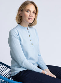 pull femme laine bleu pastel made in france