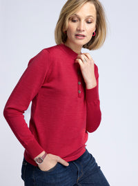 pull femme laine mérinos rouge cerise