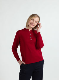 pull femme en laine rouge foncé