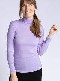 pull col roulé laine et soie violet