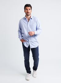 Chemise homme bleu clair coton et laine Maison Solfin