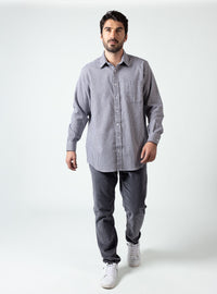 chemise homme carreaux gris coton laine
