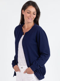 Cardigan femme en cachemire 100 %, violet délicat, fabriqué en France. C