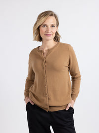 Cardigan femme en cachemire beige cuivre