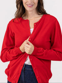 Cardigan rouge cerise en cachemire Made in France