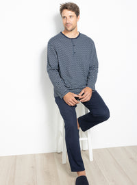 pyjama homme coton bleu foncé