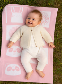 plaid bébé laine mérinos cadeau naissance rose