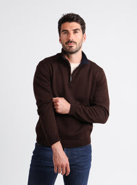Pull col camionneur homme marron chocolat laine mérinos