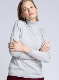 pull col roulé en laine gris