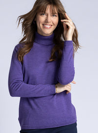 pull col roulé femme violet