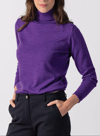 pull col roulé femme violet foncé