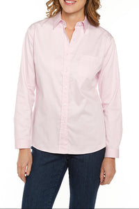 Chemisier cintré, manches longues rose