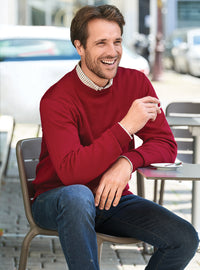 pull homme col rond rouge Hermès 100% laine mérinos