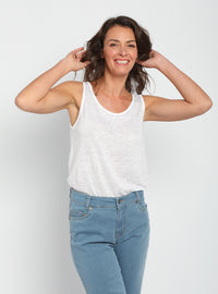 debardeur femme lin blanc