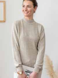 pull femme cachemire beige taupe