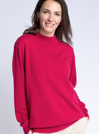pull femme en cachemire rose framboise