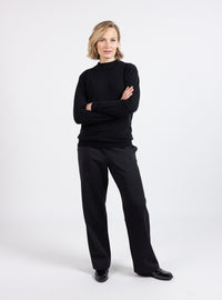 Pull femme col cheminée 100% cachemire noir