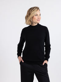 Pull femme col cheminée 100% cachemire noir