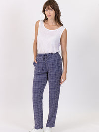 pantalon femme chic decontracte graphique bleu