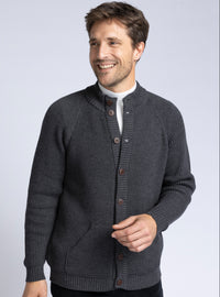 pull col rond gris anthracite maille perlée 50% laine