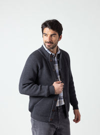 Gilet épais en laine mérinos pour homme gris anthracite