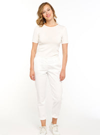 pantalon chino femme blanc coton stretch