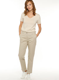 pantalon chino femme beige clair coton stretch