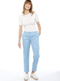 pantalon chino femme bleu coton stretch