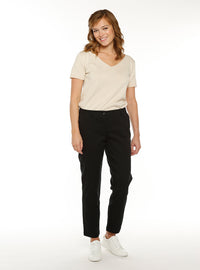 chino femme noir coupe droite