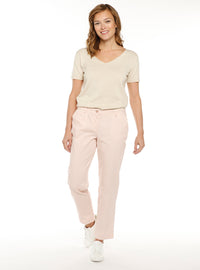 pantalon chino rose nacre made in france femme