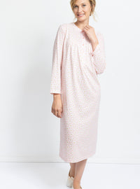 chemise de nuit coton rose à fleurs fabriquée en France