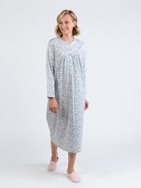 chemise-de-nuit-femme-coton-floral-vert-sauge