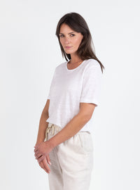 t-shirt  en lin manches courtes blanc