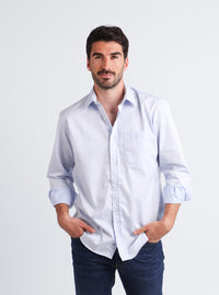 chemise homme coton bleu col classique