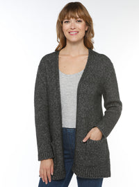 gilet long femme baby alpaga gris anthracite made in france