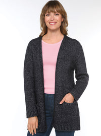 gilet long femme baby alpaga gris anthracite made in france