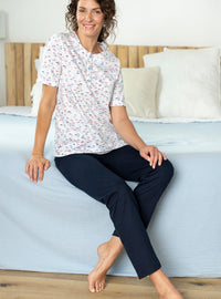 pyjama femme en coton parasols bleus