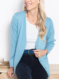 gilet femme en laine bleu glacier