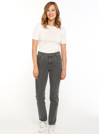 jean femme coupe droite gris fonce stretch