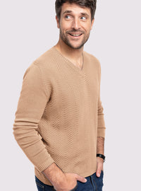 pull homme col v coton