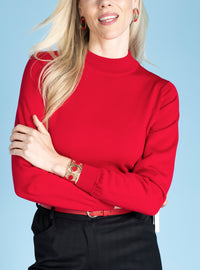 pull col cheminee femme rouge