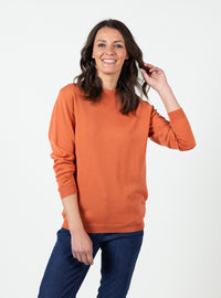 Pull femme col cheminée laine mérinos orange tendre