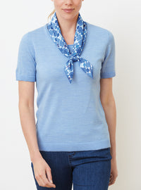 foulard carre femme graphique bleu viscose